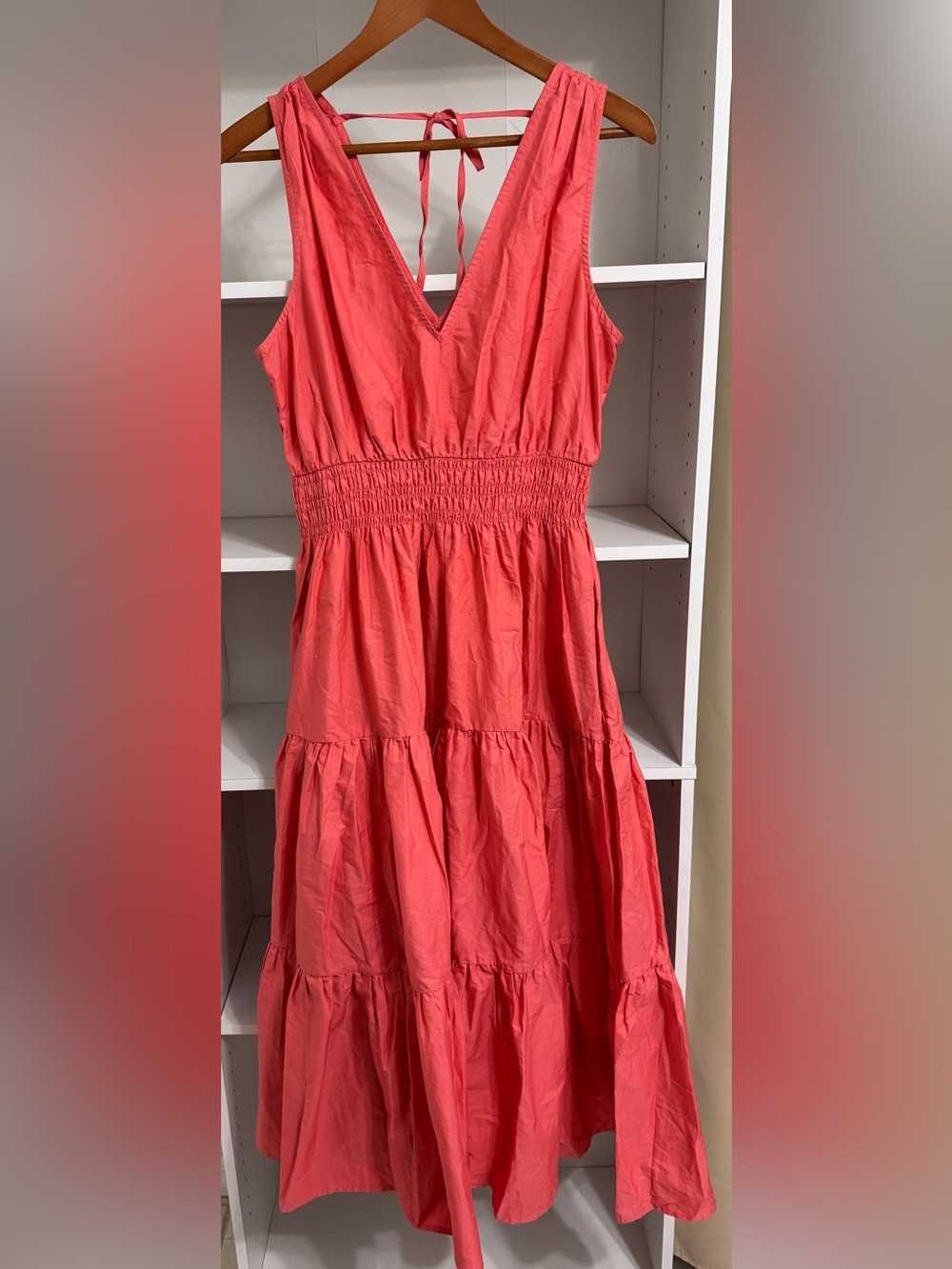 Maeve by Anthropologie Coral Tiered Midi Dress Size 6 NWT